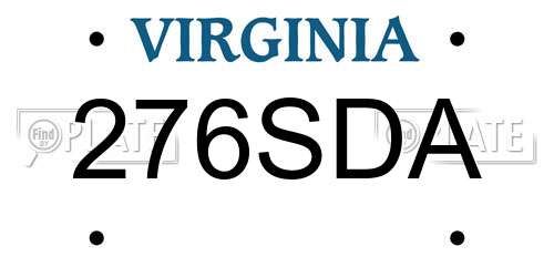 276SDA Virginia License Plate