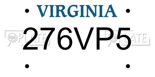 276VP5 Virginia License Plate