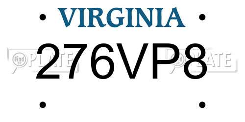 276VP8 Virginia License Plate