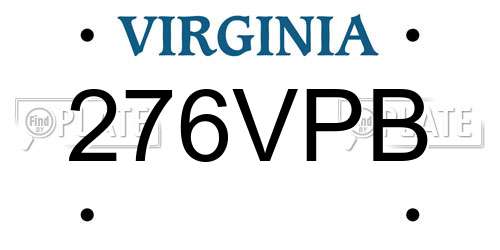 276VPB Virginia License Plate