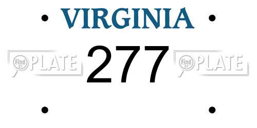 277 Virginia License Plate