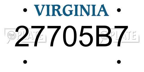 27705B7 Virginia License Plate
