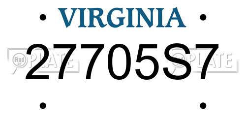 27705S7 Virginia License Plate