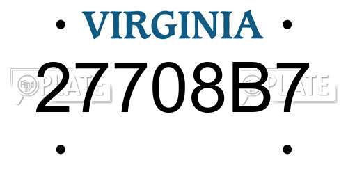 27708B7 Virginia License Plate