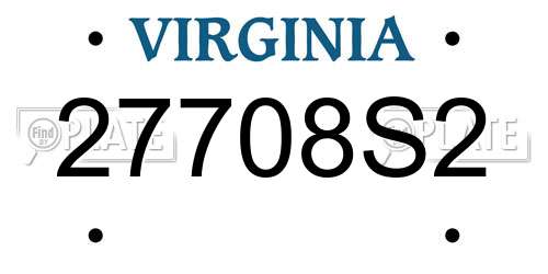 27708S2 Virginia License Plate