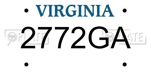 2772GA Virginia License Plate