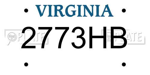 2773HB Virginia License Plate