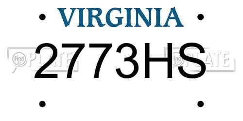 2773HS Virginia License Plate