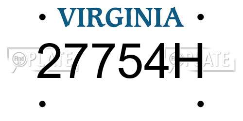 27754H Virginia License Plate