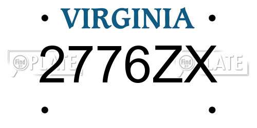 2776ZX Virginia License Plate
