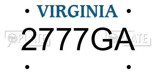 2777GA Virginia License Plate