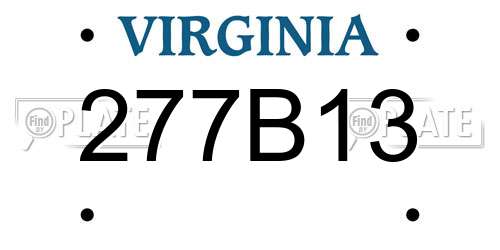 277B13 Virginia License Plate