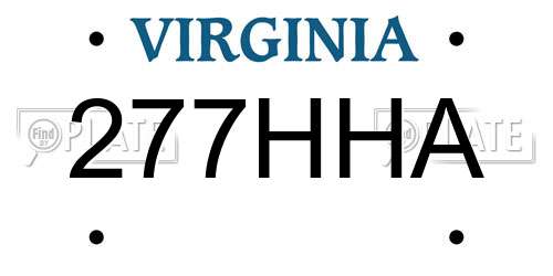 277HHA Virginia License Plate