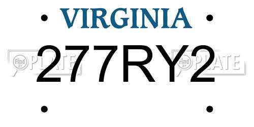 277RY2 Virginia License Plate