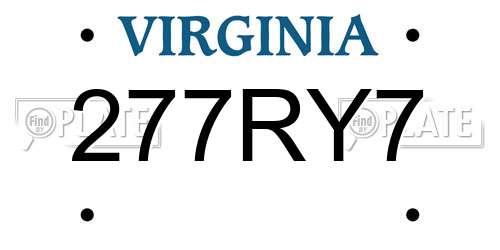 277RY7 Virginia License Plate