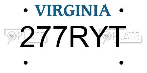 277RYT Virginia License Plate