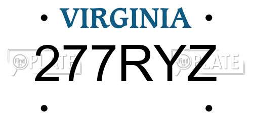 277RYZ Virginia License Plate