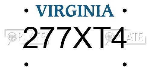 277XT4 Virginia License Plate
