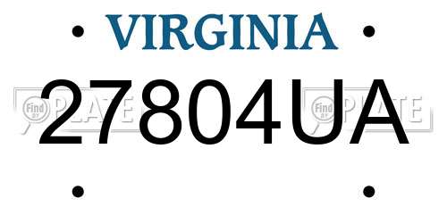 27804UA Virginia License Plate