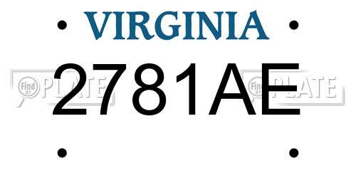 2781AE Virginia License Plate