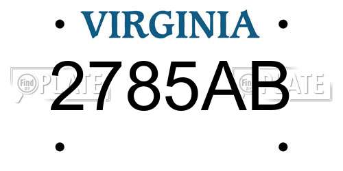 2785AB Virginia License Plate