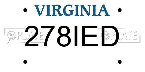 278IED Virginia License Plate