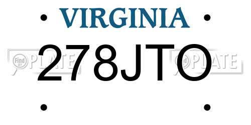 278JTO Virginia License Plate