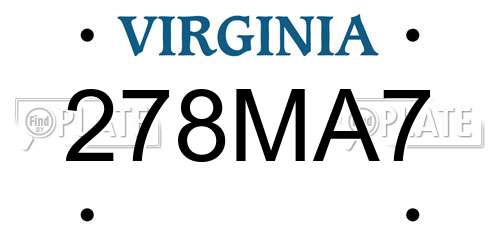 278MA7 Virginia License Plate