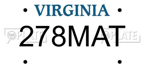 278MAT Virginia License Plate
