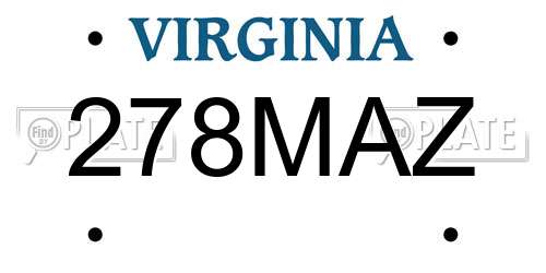 278MAZ Virginia License Plate