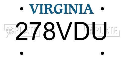 278VDU Virginia License Plate