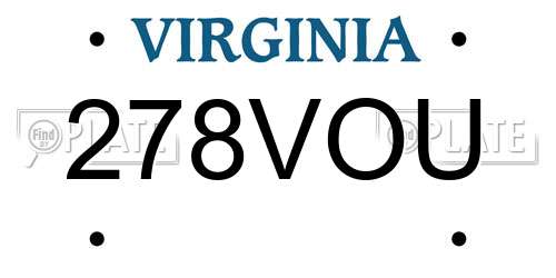 278VOU Virginia License Plate
