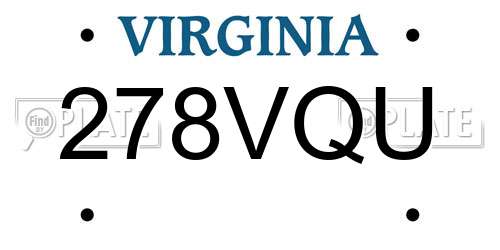 278VQU Virginia License Plate