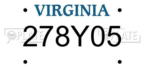 278Y05 Virginia License Plate