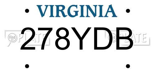 278YDB Virginia License Plate