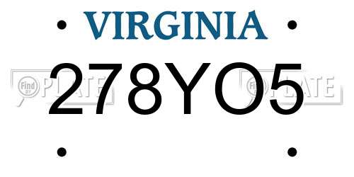 278YO5 Virginia License Plate