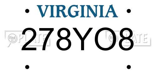 278YO8 Virginia License Plate