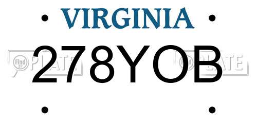 278YOB Virginia License Plate