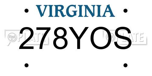 278YOS Virginia License Plate