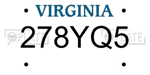 278YQ5 Virginia License Plate