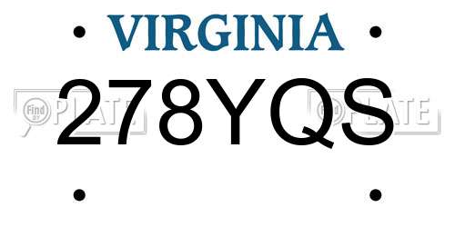 278YQS Virginia License Plate
