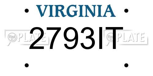 2793IT Virginia License Plate