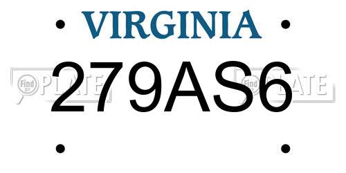 279AS6 Virginia License Plate