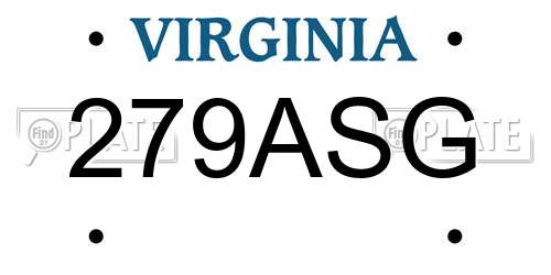 279ASG Virginia License Plate