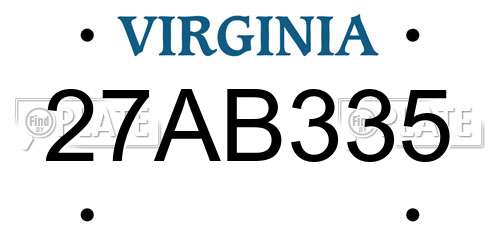 27AB335 Virginia License Plate