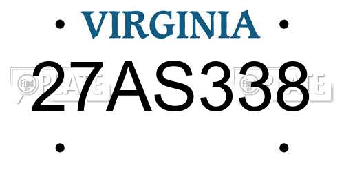 27AS338 Virginia License Plate
