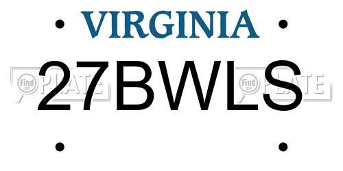 27BWLS Virginia License Plate