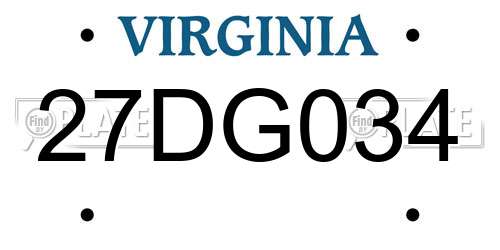27DG034 Virginia License Plate