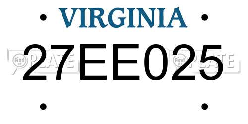 27EE025 Virginia License Plate