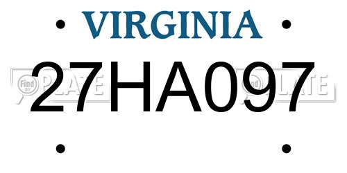 27HA097 Virginia License Plate